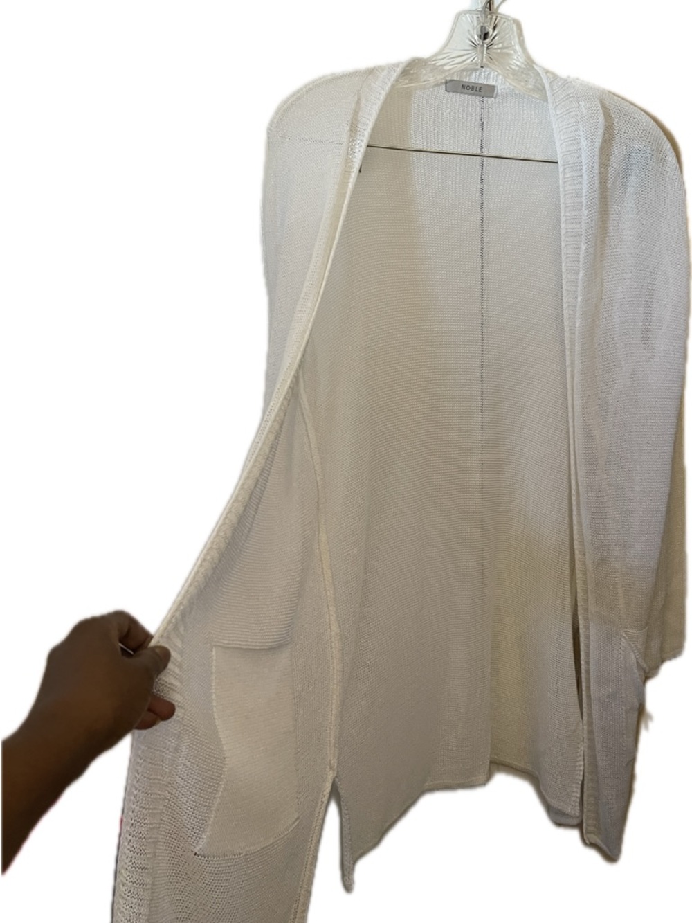 Noble Open-Front Cream Knit Cardigan